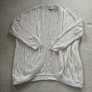 Women's White Open-Front Sweater